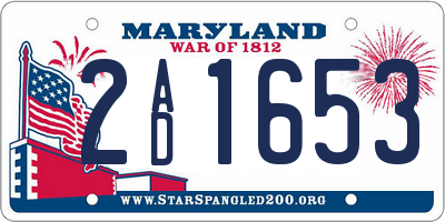 MD license plate 2AD1653