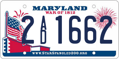 MD license plate 2AD1662