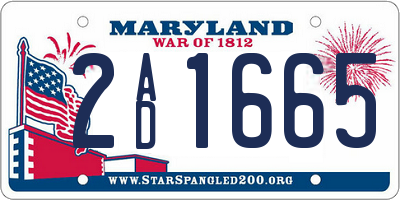 MD license plate 2AD1665