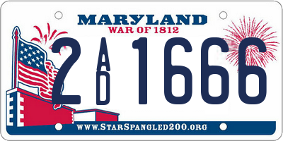 MD license plate 2AD1666