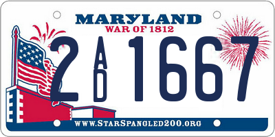 MD license plate 2AD1667