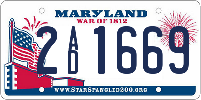 MD license plate 2AD1669