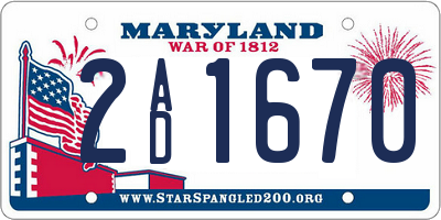 MD license plate 2AD1670