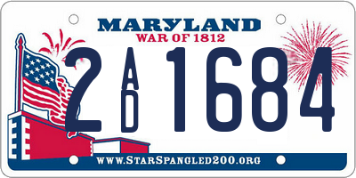 MD license plate 2AD1684