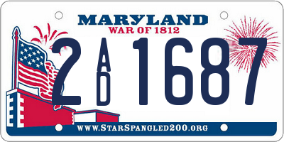 MD license plate 2AD1687