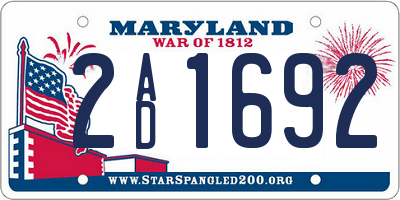 MD license plate 2AD1692