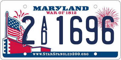 MD license plate 2AD1696