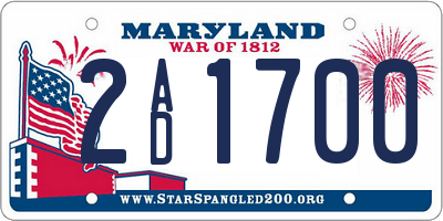 MD license plate 2AD1700