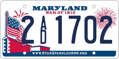 MD license plate 2AD1702