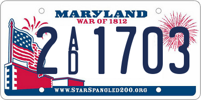 MD license plate 2AD1703