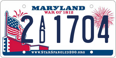 MD license plate 2AD1704