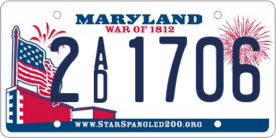 MD license plate 2AD1706
