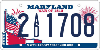 MD license plate 2AD1708