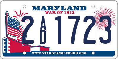 MD license plate 2AD1723