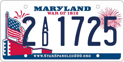 MD license plate 2AD1725