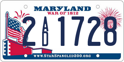 MD license plate 2AD1728