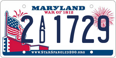 MD license plate 2AD1729
