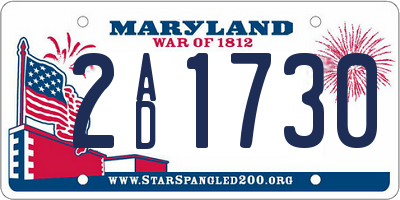 MD license plate 2AD1730