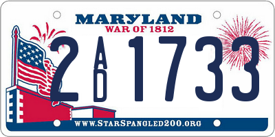 MD license plate 2AD1733