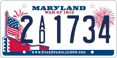 MD license plate 2AD1734