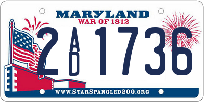 MD license plate 2AD1736