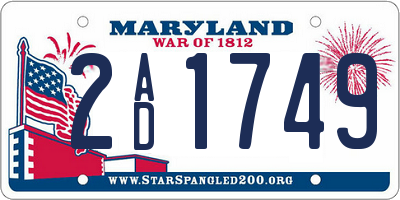MD license plate 2AD1749
