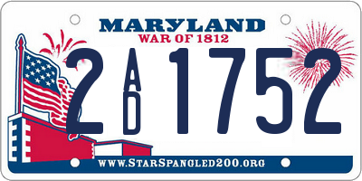 MD license plate 2AD1752