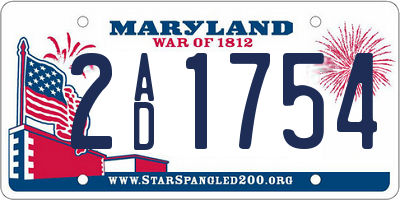 MD license plate 2AD1754