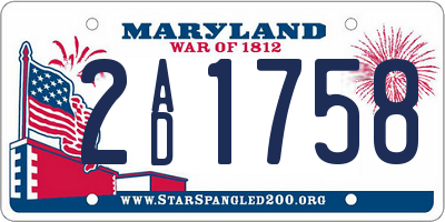 MD license plate 2AD1758