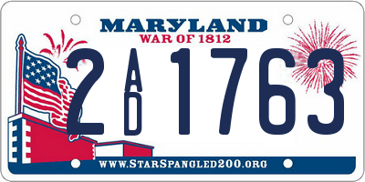 MD license plate 2AD1763