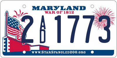 MD license plate 2AD1773