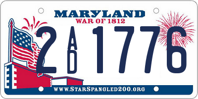 MD license plate 2AD1776