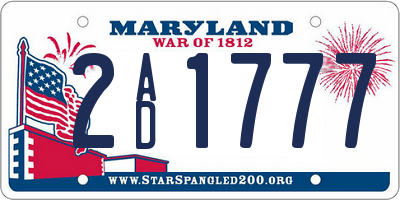 MD license plate 2AD1777