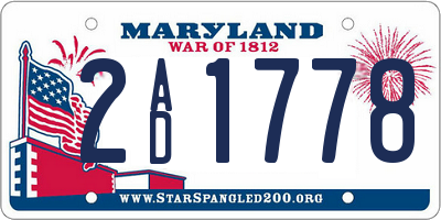 MD license plate 2AD1778