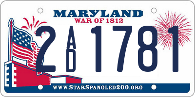 MD license plate 2AD1781