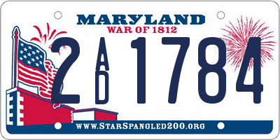 MD license plate 2AD1784