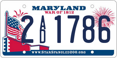 MD license plate 2AD1786
