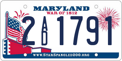 MD license plate 2AD1791