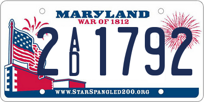 MD license plate 2AD1792