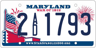 MD license plate 2AD1793