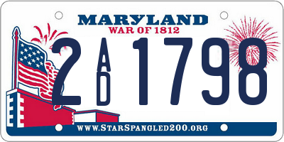 MD license plate 2AD1798