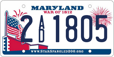 MD license plate 2AD1805