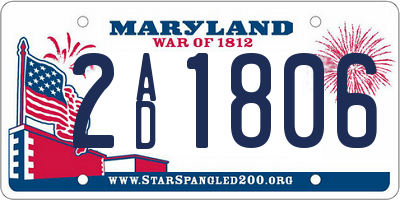 MD license plate 2AD1806