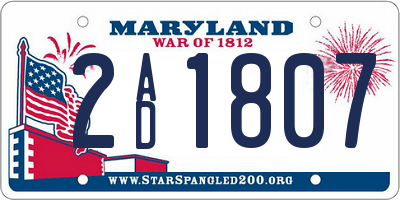 MD license plate 2AD1807