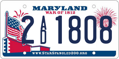MD license plate 2AD1808