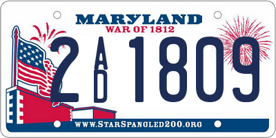 MD license plate 2AD1809