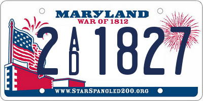 MD license plate 2AD1827