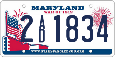 MD license plate 2AD1834