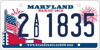 MD license plate 2AD1835