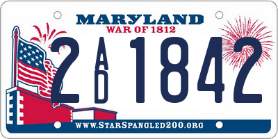 MD license plate 2AD1842